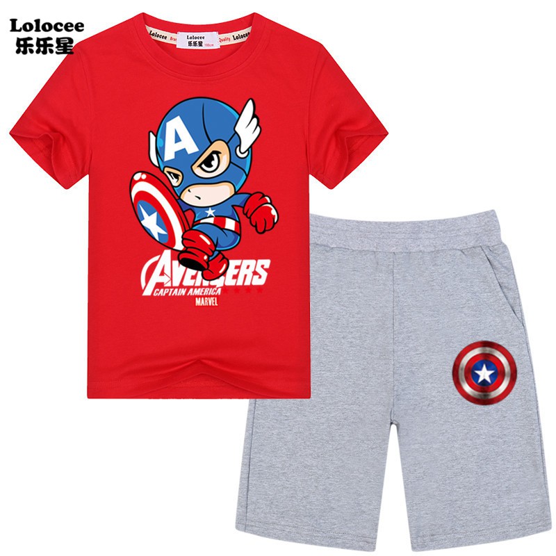 NEW Bộ Đồ Thể Thao In Hình Captain America Thời Trang Cho Bé Trai 2020