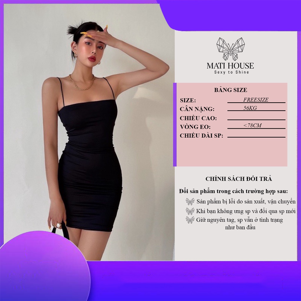Váy Đầm Body Sexy Đầm Dáng Ôm 2 Dây Hở Lưng Dự Tiệc Màu Đen Chất Len Tăm (Thun Gân) Gợi Cảm Giá Rẻ - Mati House | BigBuy360 - bigbuy360.vn