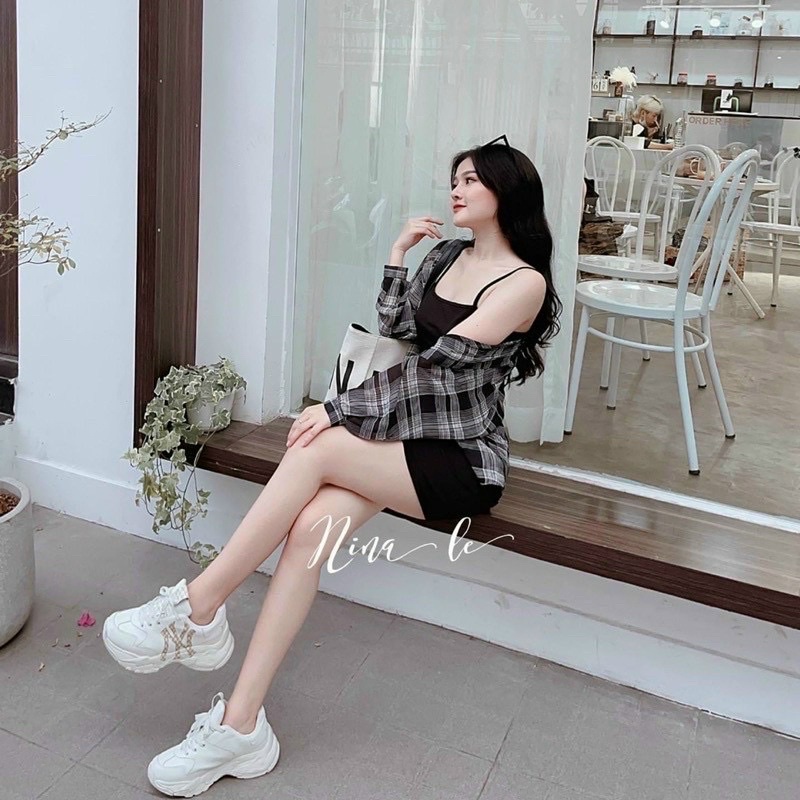 Đầm Body Kèm Áo Khoác Caro Bigsize 55kg Đến 100kg (M/L/XL/XXL)