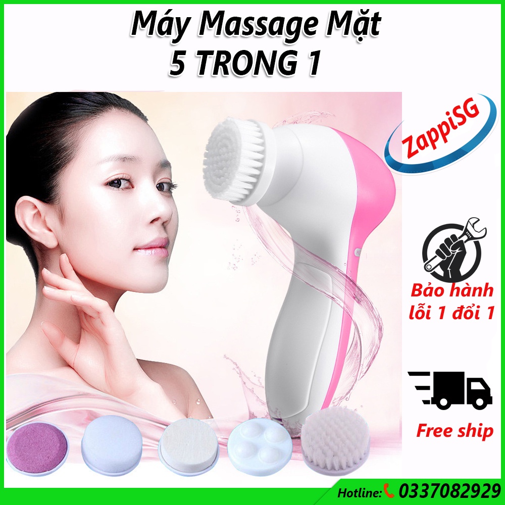 Máy rửa mặt và massage 5 trong 1,máy rửa mặt mini bảo hành 1 đổi 1