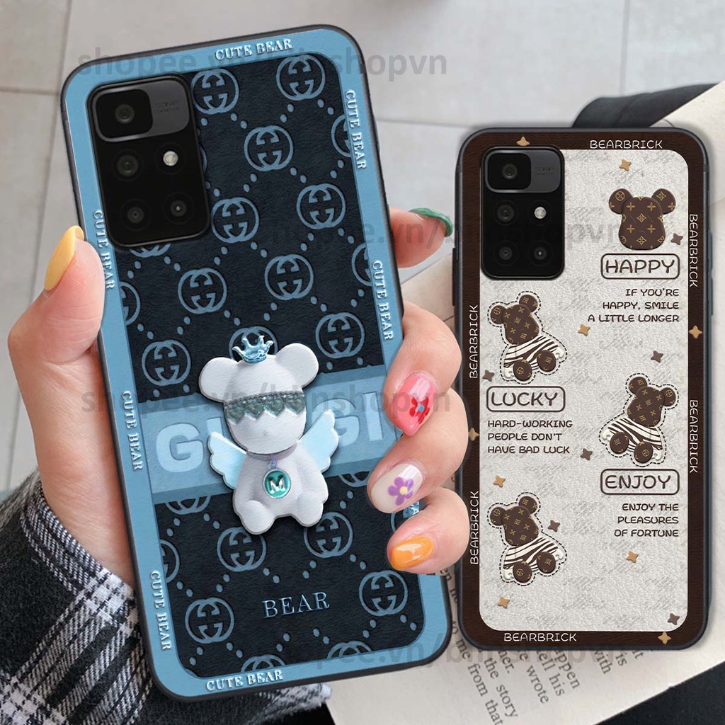 Ốp Xiaomi Redmi 10 hình gấu bear brick đẹp độc lạ, thời trang, cá tính