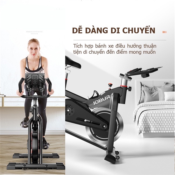 Xe đạp tập thể dục tại nhà JOBUR - Xe đạp thể thao trong nhà Khung thép chắc chắn màn hình điện tử, Bảo hành 12 tháng