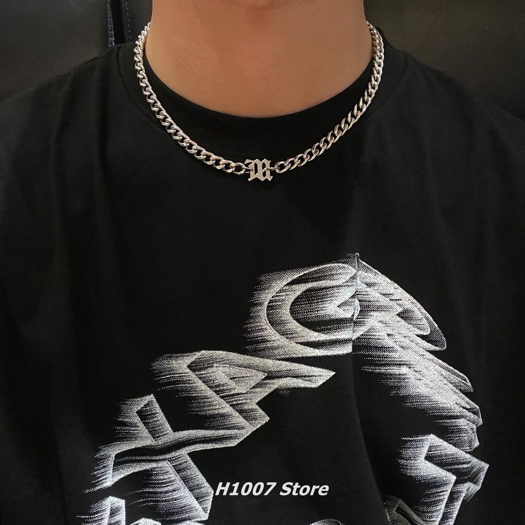Vòng cổ bằng thép titan mặt chữ phong cách hip hop thời trang cho nam và nữ