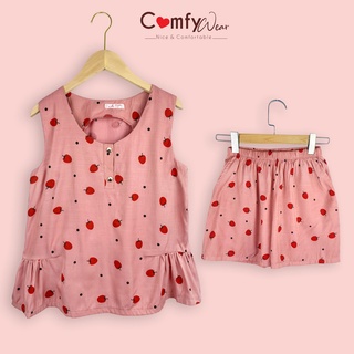 Đồ bộ mặc nhà comfywear đồ ngủ sát nách bèo nhún mn011