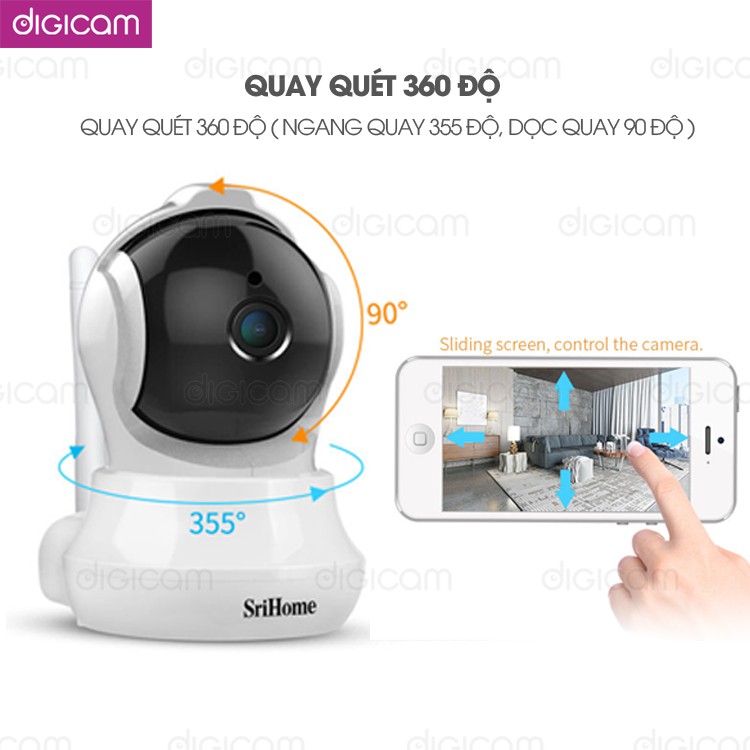 Camera Srihome SH020 - 3MP FHD - Kết nối wifi - Đàm thoại hai chiều - Phát hiện chuyển động | BigBuy360 - bigbuy360.vn