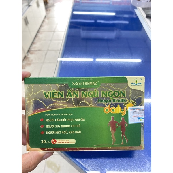 Viên Ăn Ngủ Ngon Happy Health Daily - Hộp 30v - giúp bồi bổ cho người suy nhược, giúp ăn ngủ ngon, phục hồi sức khoẻ tốt