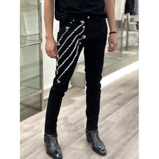 Quần jeans đen trơn bện thừng made by tas