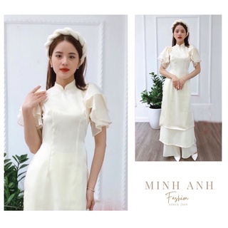 Áo day tay bèo cánh tiên voan ánh nhũ