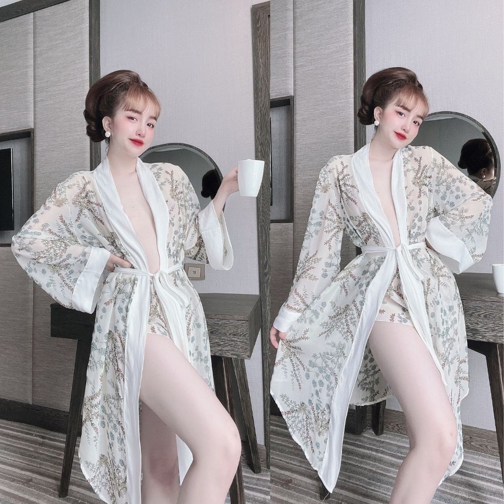 Áo choàng ngủ ❣️FREE SHIP❣️ Áo choàng tay dài tiểu thư vải lụa tơ mềm mượt