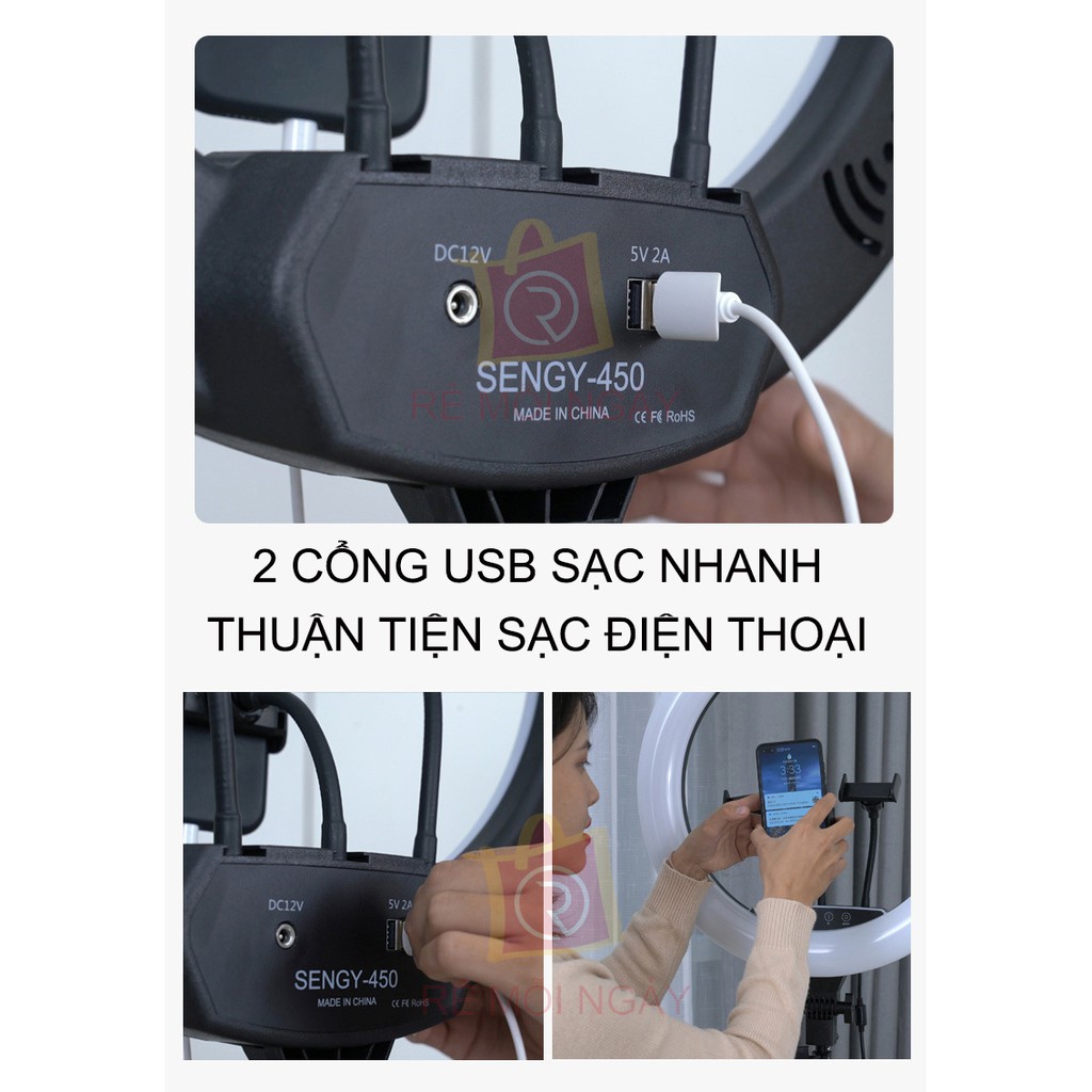 Đèn Livestream 45cm Bán Hàng, Phun Xăm, Nối Mi, Spa Size Lớn