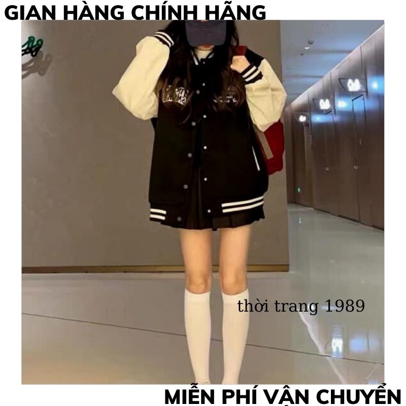 Áo bomber phối tay trắng áo khoác bomber bóng chày form rộng chất đẹp chuẩn form ULZZANG phong cách hàn quốc XMTC 2