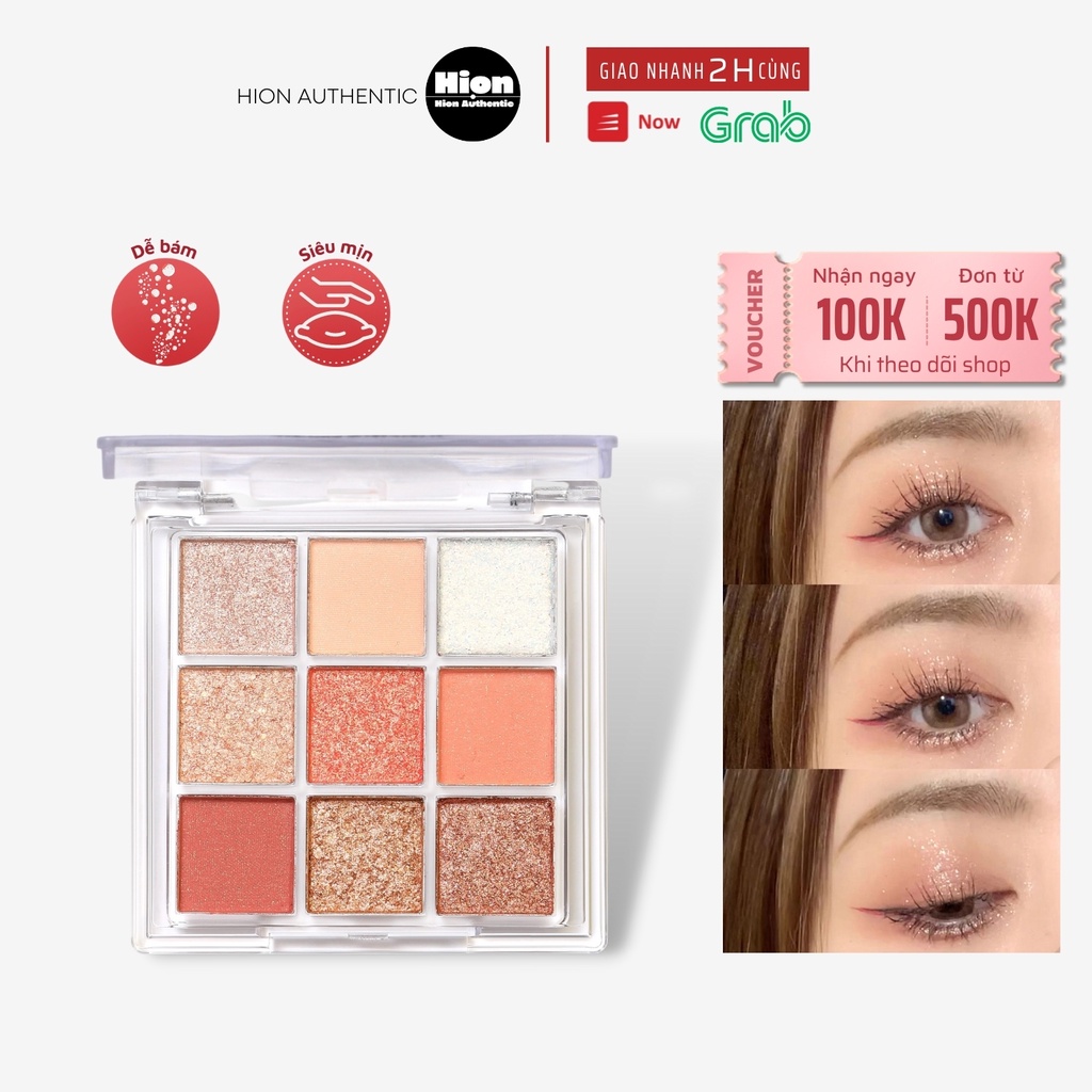 Bảng Phấn Mắt  Glam Colour Eye Shadow Palette Nội địa Trung cao cấp  9 màu Nhũ kèm gương tiện lợi