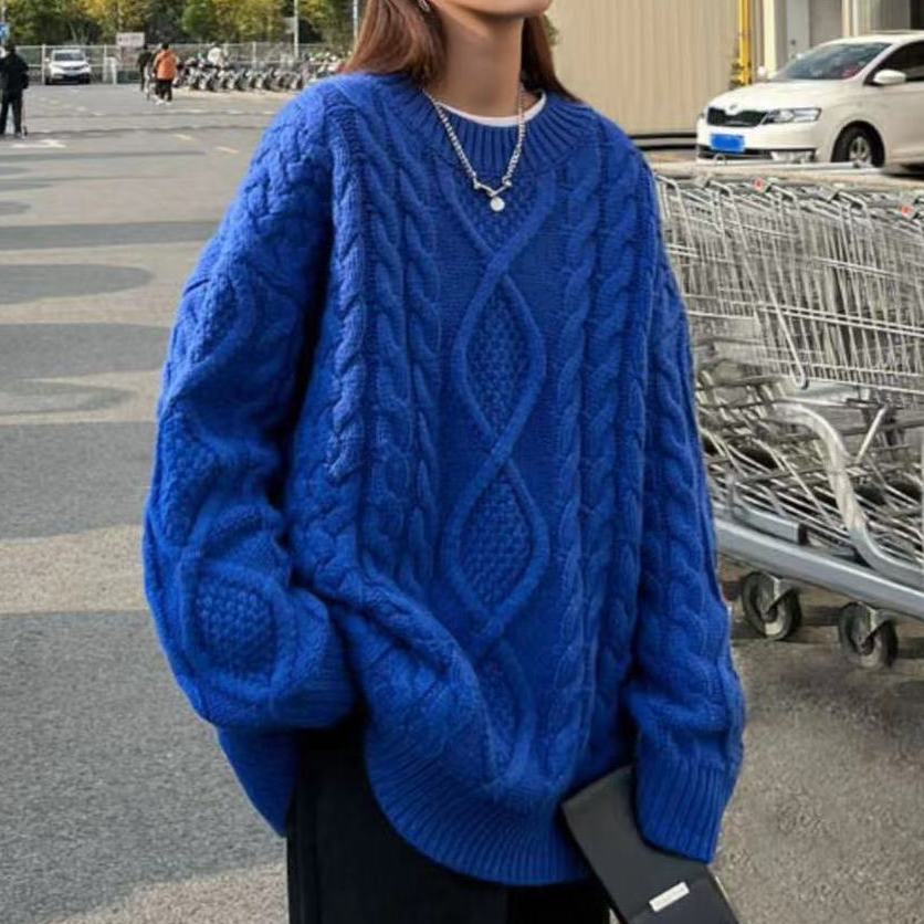 Áo sweater Dáng Rộng Xoắn Phong Cách Hàn Quốc Cho Nữ Sinh Mặc Ngoài Trời Mùa Đông [Giao Hàng]