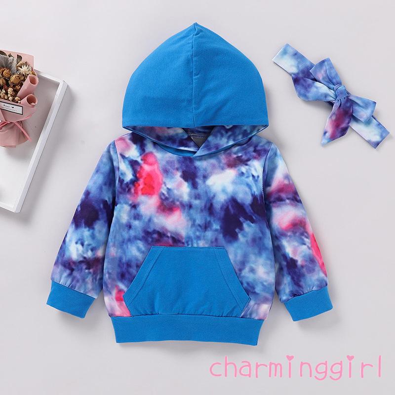 Set Áo Hoodies Có Nón Dài Tay + Quần Dài + Băng Đô Cho Bé Gái