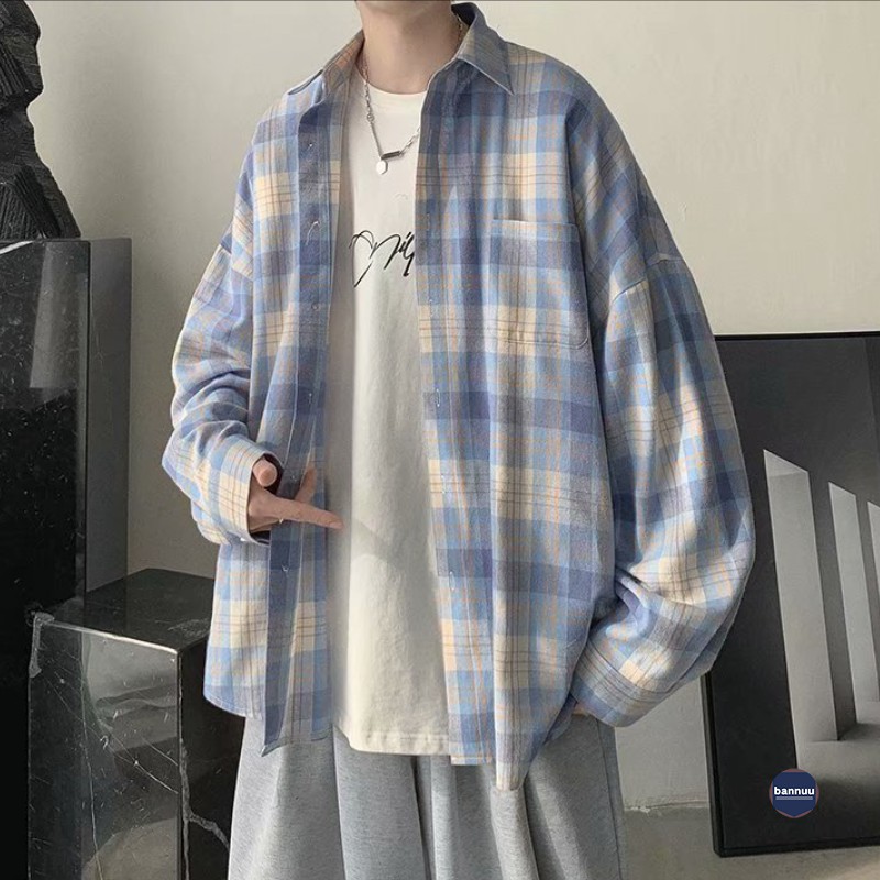 Áo Sơ Mi Caro Dáng Rộng Phong Cách Retro Nhật Hàn Dành Cho Nam | BigBuy360 - bigbuy360.vn