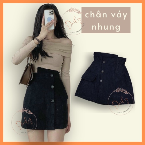 Chân Váy Nhung Cạp Cao 3 Cúc Chất Nhung Tăm Dày Dặn Có Quần Bảo Hộ Bên Trong Dáng Ôm Siêu Hack Dáng | BigBuy360 - bigbuy360.vn