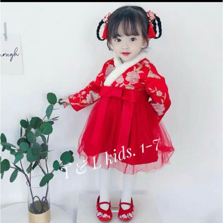 đầm hanbok cổ lông