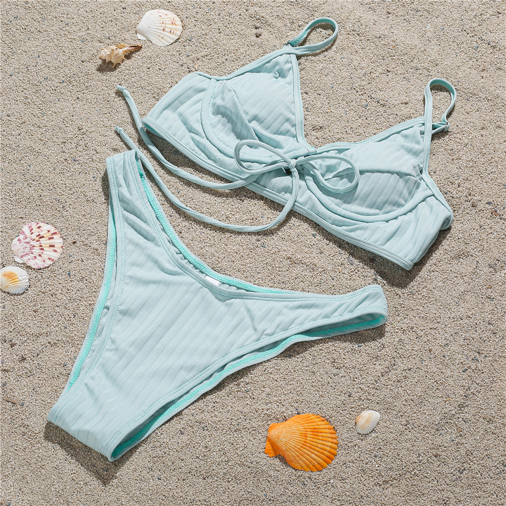 Mới Bộ Đồ Bơi Lưng Cao Màu Trơn Thiết Kế Quyến Rũ Cho Nữ