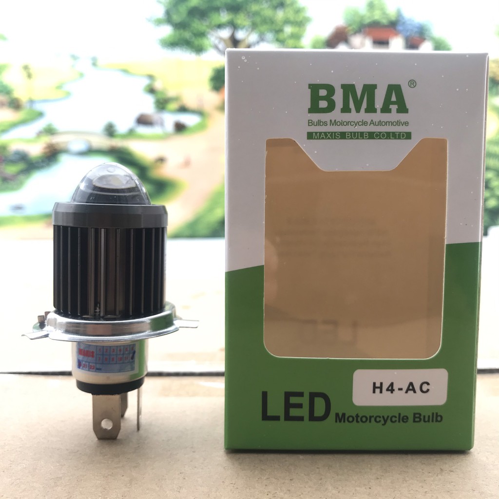 Đèn pha Led Bi Cầu BMA chân H4, 3 chân, 2 chế độ cos vàng pha trắng siêu sáng