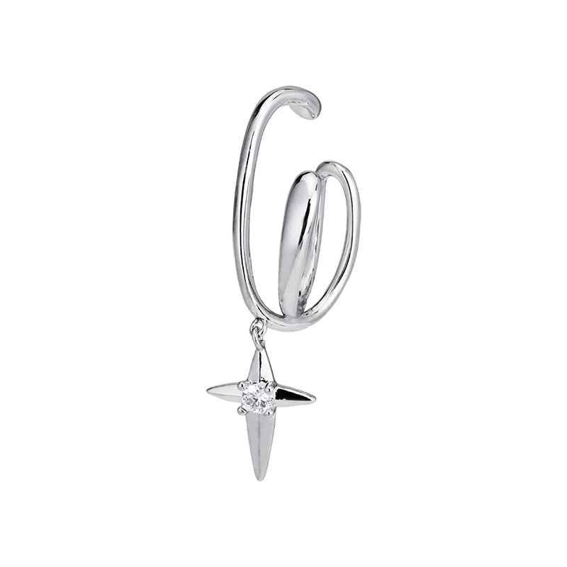 Khuyên kẹp vành tai 19A1246 kiểu chữ thập đơn không cần xỏ lỗ phong cách hiphop Hàn Quốc