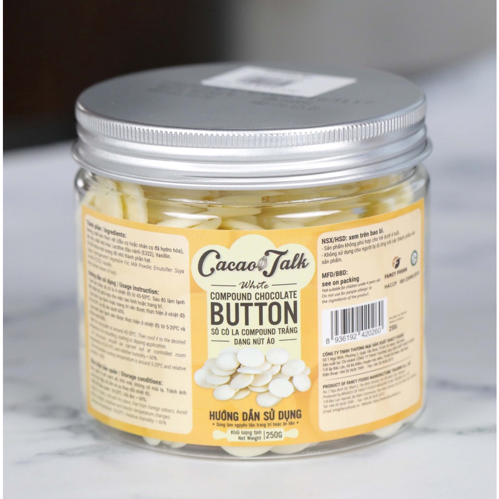 Sô Cô La Compound Trắng Dạng Nút Áo Cacao Talk 250gr