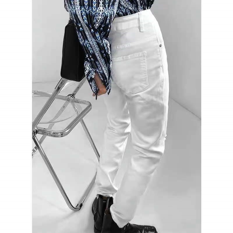 ⚡𝐐𝐔𝐀̀ 𝐒𝐈𝐄̂𝐔 𝐇𝐀̂́𝐏 𝐃𝐀̂̃𝐍⚡Quần jean nam trắng trơn rách gối chất bò co giãn cao cấp ống đứng dáng slimfit đẹp TRENDYSTORE | BigBuy360 - bigbuy360.vn