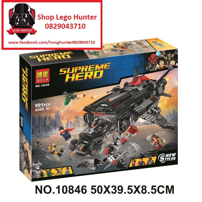 Bela 10846 - Flying Fox - DC Superheroes bộ đồ chơi xếp hình dạng lego máy bay của Batman 991 chi tiết