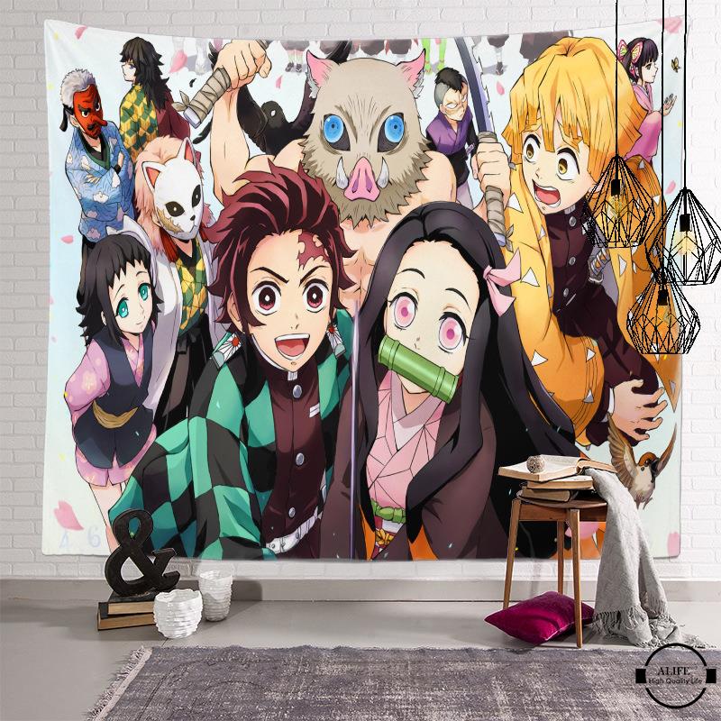 Thảm Treo Tường Trang Trí In Hình Anime Demon Slayer Blade Kích Thước 200x150cm