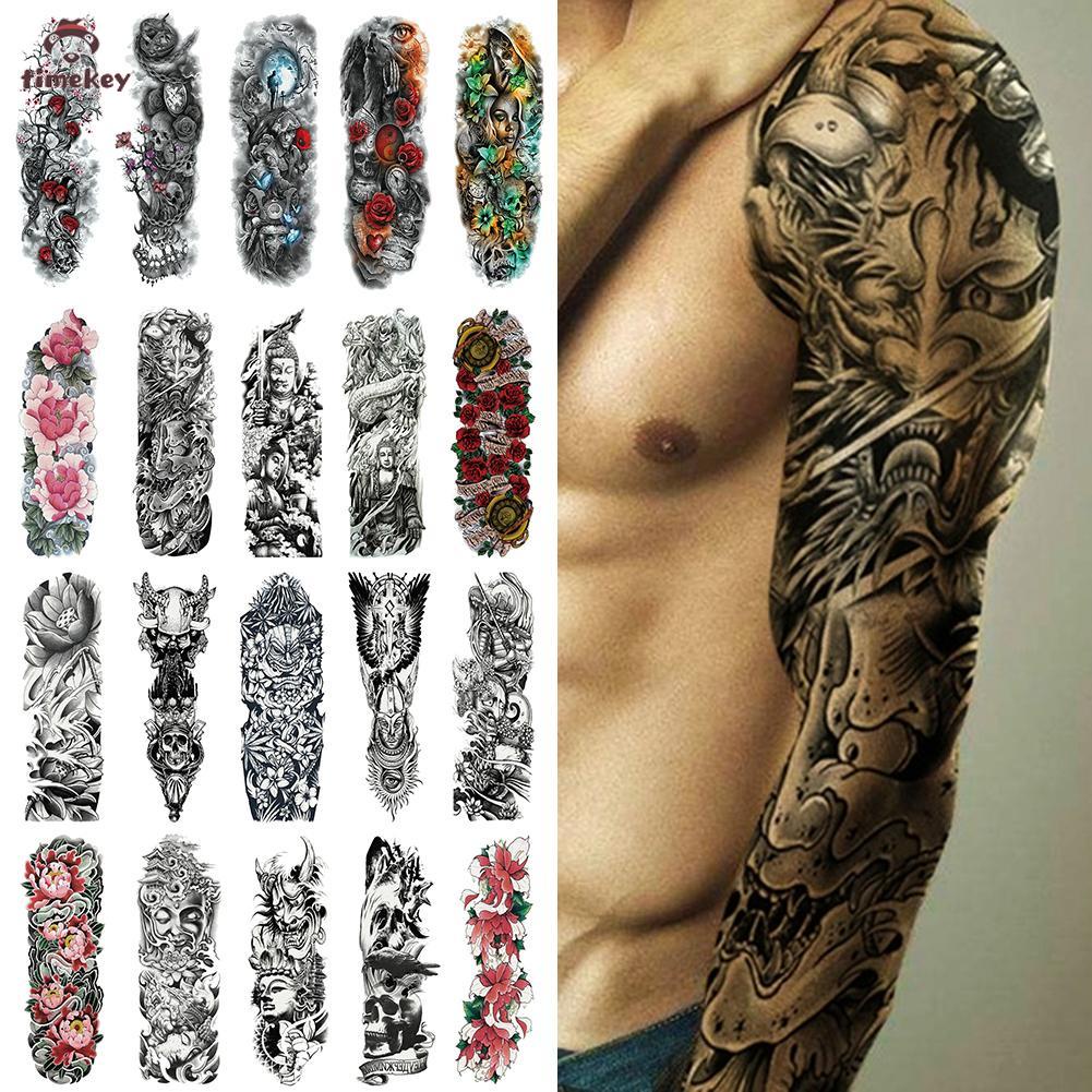 Hình xăm dán tạm thời toàn bộ cánh tay / cơ thể chống nước lâu trôi cá tính cho nam và nữ