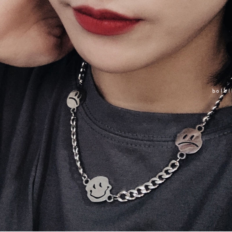 Vòng cổ Hình Mặt Cười Phong Cách Hiphop Đường Phố