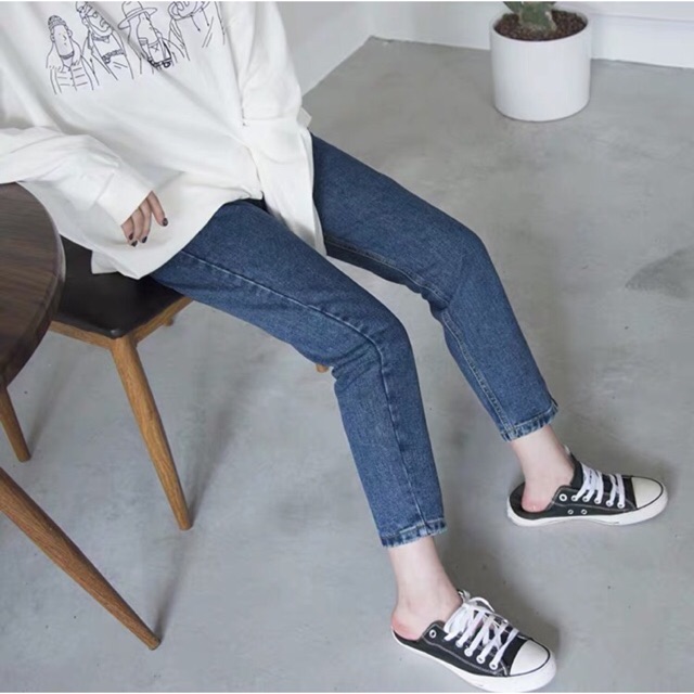Quần slim baggy jeans đậm ulzzang kèm ảnh thật