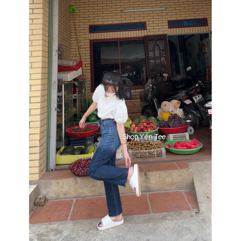 Quần jeans ống đứng loang độc lạ
