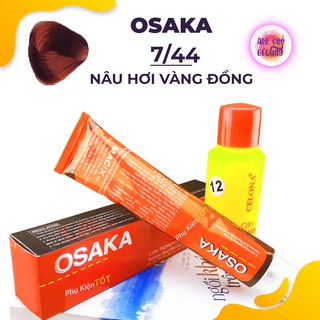 [ 7/44 -  Nâu Hơi Vàng Đồng ] Thuốc Nhuộm Tóc Osaka Loại 100ml + Bình Oxy12 - 100ml
