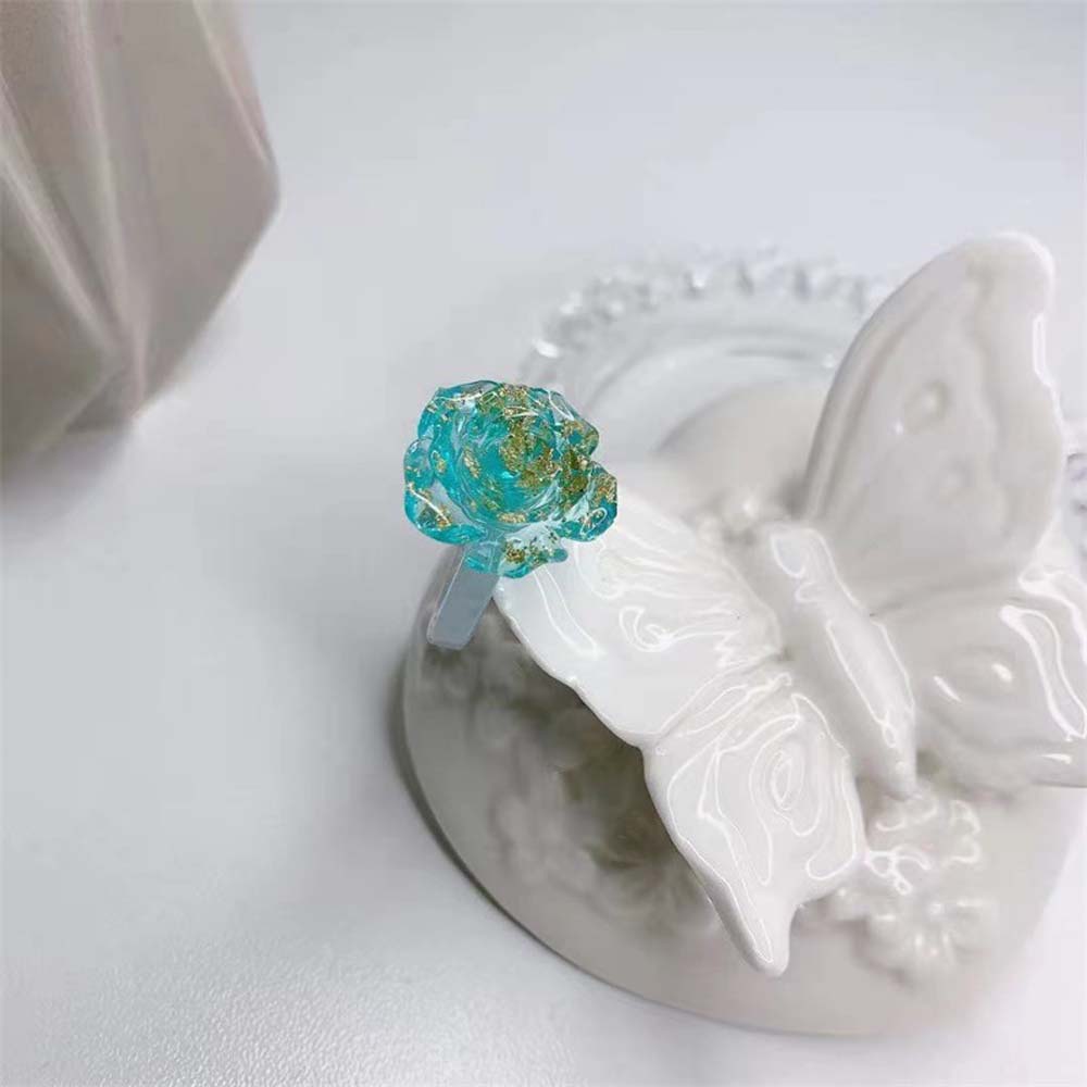 Nhẫn Nhựa Resin Ba Chiều Hình Hoa Hồng Đính Lá Vàng Ba Chiều Sáng Tạo Thời Trang Mùa Hè Nhiều Màu Dễ Thương Cho Nữ