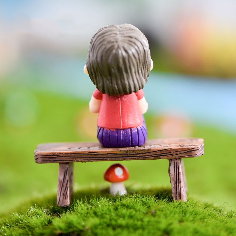 Tiểu cảnh mini ❤️ Mô hình ghế công viên trang trí tiểu cảnh, sen đá, bể terrarium