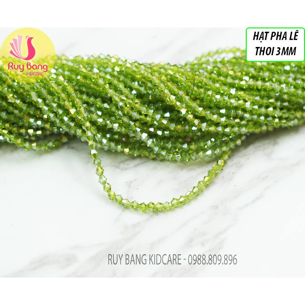 Hạt pha lê thoi 3mm tông xanh