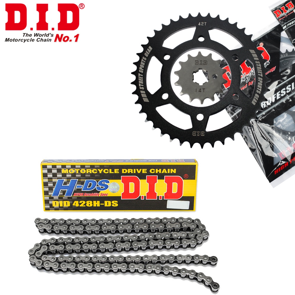Nhông Sên Dĩa DID Exciter 150 sên đen 428HDS-130RB, 14T-42T (combo lẻ)