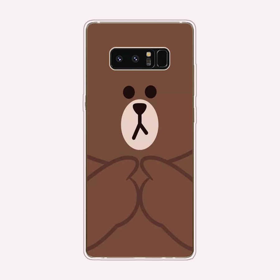 Ốp điện thoại TPU Silicon mềm hình gấu Brown Line Friends dễ thương cho SAMSUNG GALAXY NOTE 4 5 8 9 10 PLUS