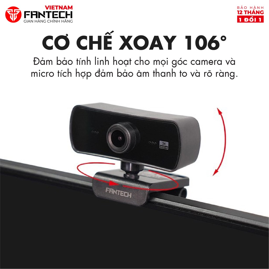 Webcam Livestream Học Tập và Làm Việc Online Chuyên Nghiệp FANTECH C30 LUMINOUS 4MP - Hãng Phân Phối Chính Thức