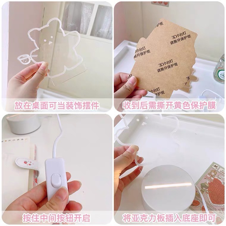 🎀SIÊU PHẨM🎀Đèn Ngủ 3D LED Xinh Xắn Để Bàn Cắm Điện Dây USB🎀