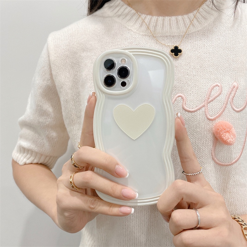 Ốp Điện Thoại Silicon Mềm Họa Tiết Gợn Sóng Và Trái Tim Ba Màu Chống Thấm Nước Cho iPhone 13 13 Pro Max 12 12Pro 12ProMax 1111ProMax X