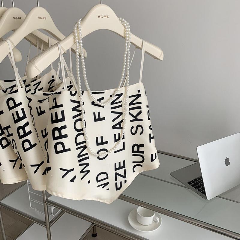 Áo Ống Vải Lụa In Chữ Quyến Rũ Thời Trang Mùa Hè Kiểu Mới 2022 Dễ Phối Đồ Dành Cho Nữ