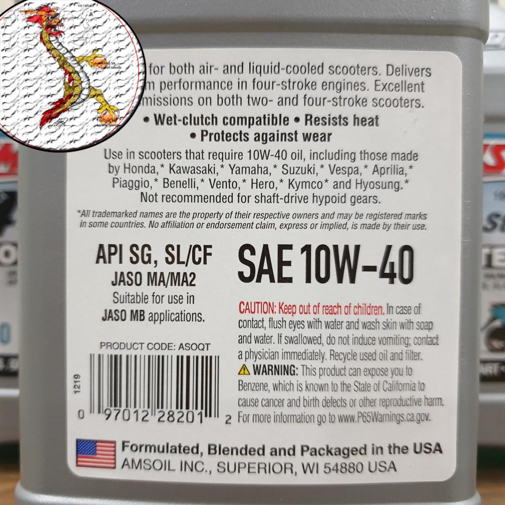 [FREE SHIP]  Nhớt Amsoil Synthetic Scooter 10w40 946ml, nhớt xe tay ga Amsoil 10W40 sản phẩm cho xe ga của Mỹ