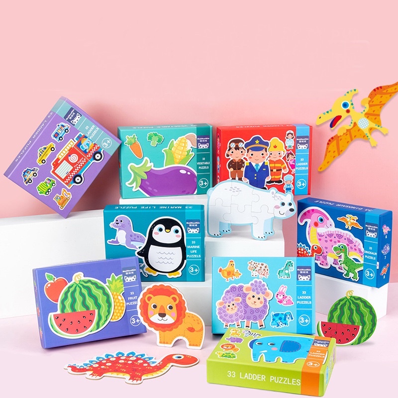 Tranh Ghép 2-3-4-5-6 Mảnh gỗ puzzle cao cấp phù hợp cho bé từ 2 tuổi trở lên và bé mới tập ghép tranh