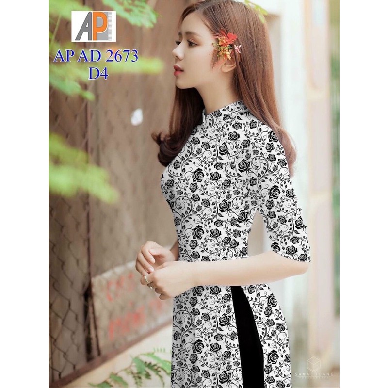 Vải áo dài hoa hồng vẽ