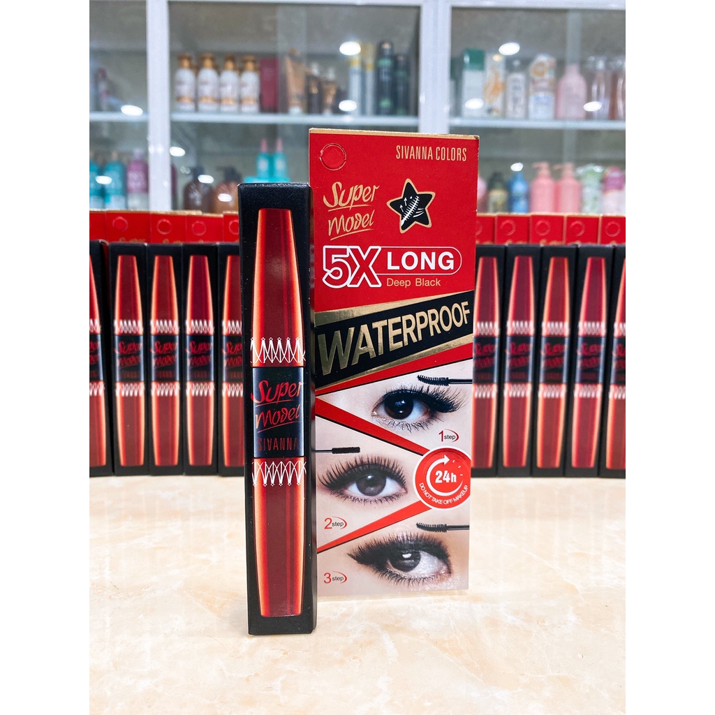 Mascara 2 Đầu Sivanna Colors Super Model 5X Long Waterproof Thái Lan