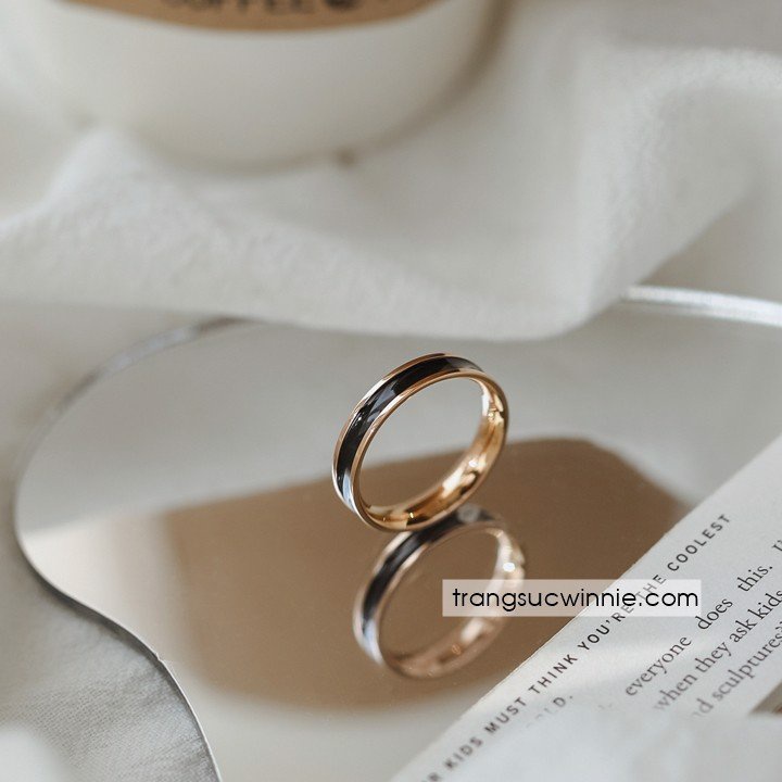 Nhẫn nữ titan black gold VH