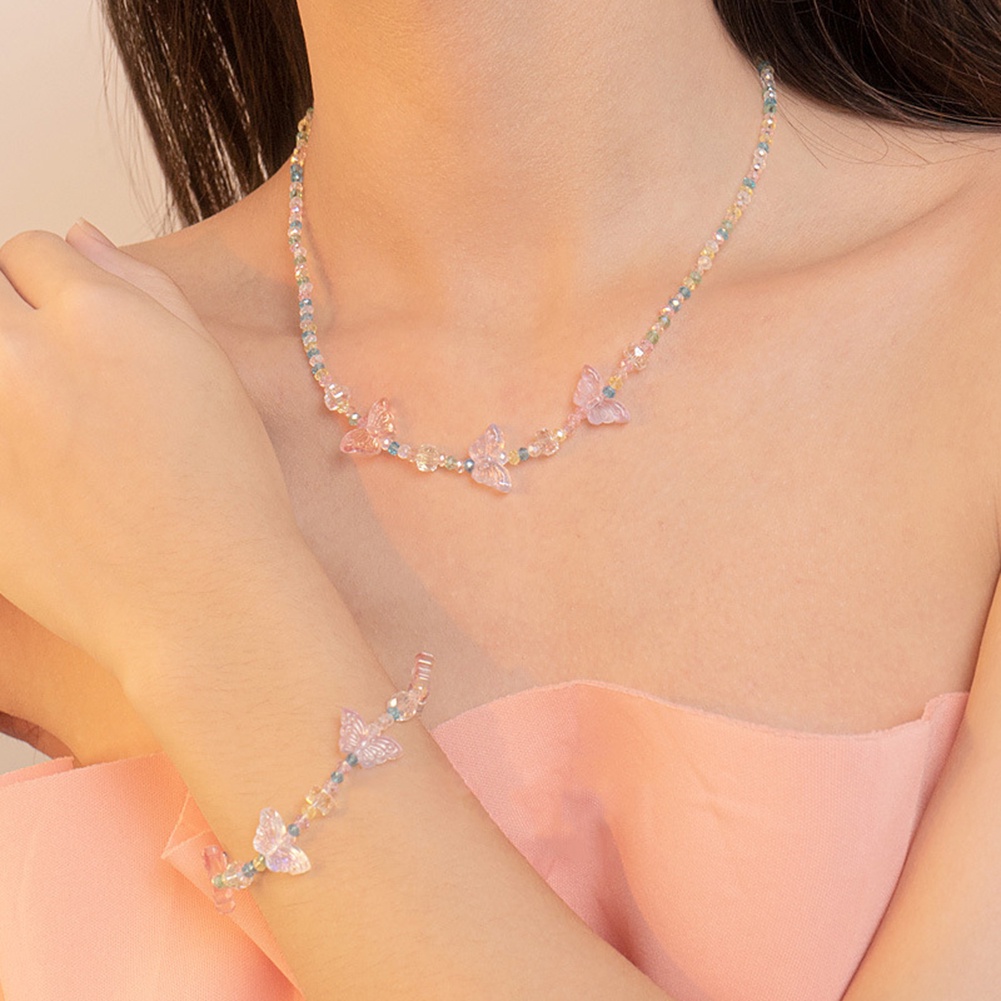Vòng Tay Chuỗi Hạt Mặt Hình Bướm Thời Trang
