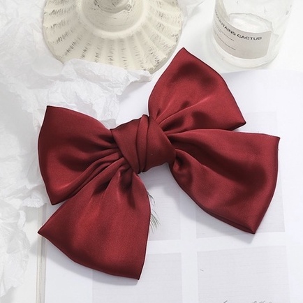 [Hàng thiết kế] Cột tóc kẹp tóc tiểu thư nơ to vải satin lụa handmade xinh xắn nhiều màu cho bạn nữ