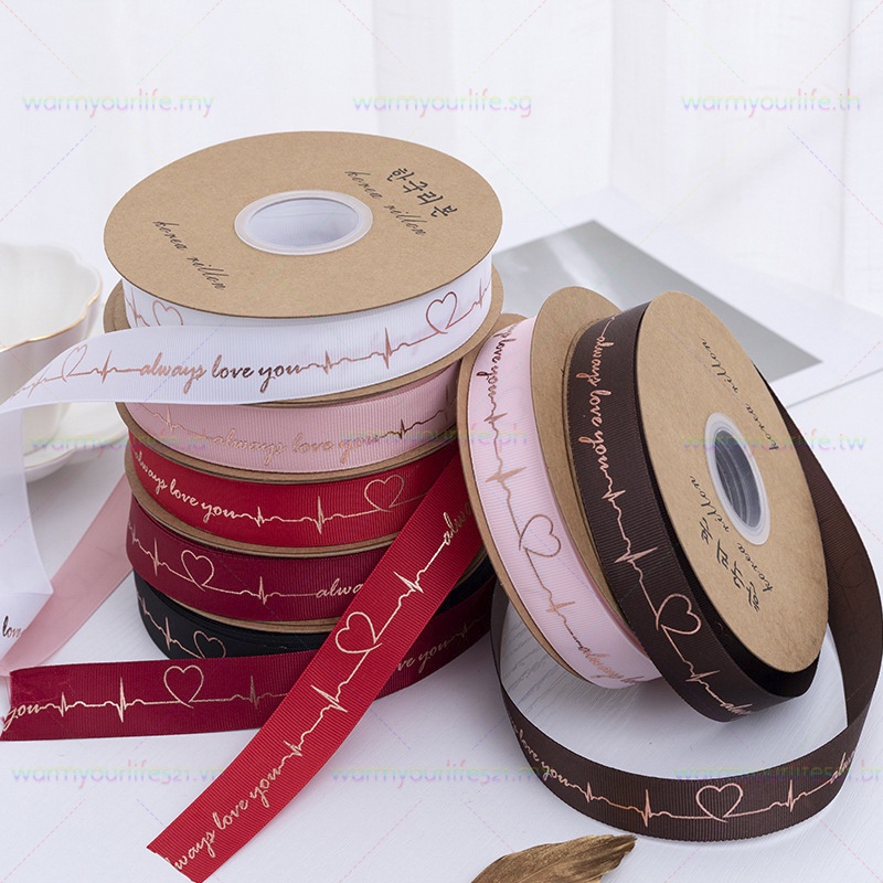 Cuộn Dây Ruy Băng Họa Tiết Hoa Xinh Xắn Rộng 2.5cm Dài 25Yards Dùng Để Gói Quà